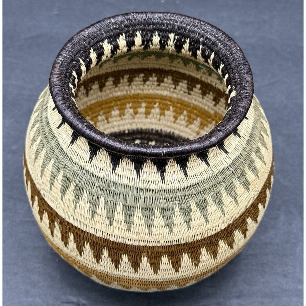 Hand Woven Fine Art Wounaan Werregue Basket Vessel Bowl 5"x 5" - Picture 2 of 9